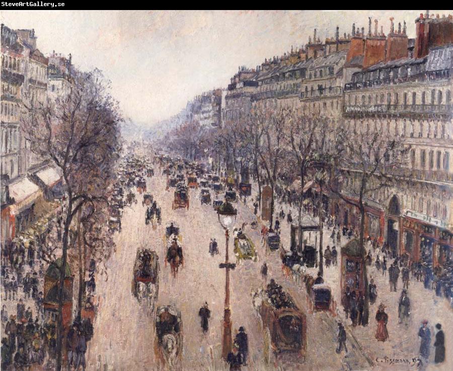 Camille Pissarro Boulevard Montmartre,morning cloudy weather